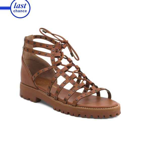 PAULA TORRES Caramel Made In Brazil Leather Glam Flats - Picture 1 of 2
